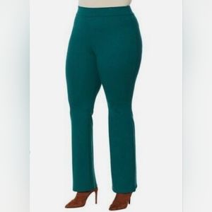 Women's Pants 360 Stretch, Chic Slim Ponte Boot-Cut, Green, IMAN, Size 2X.
